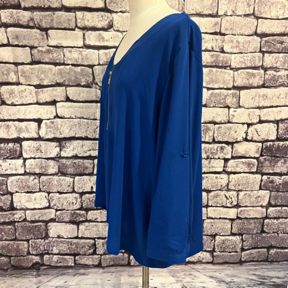 Tacera Blue Long Sleeve Blouse Size 3X - Picture 4 of 9